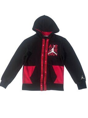 Air Jordan Boys Black & Red Full-Zip Hoodie With Pockets Size M (10-12 Yrs) EUC